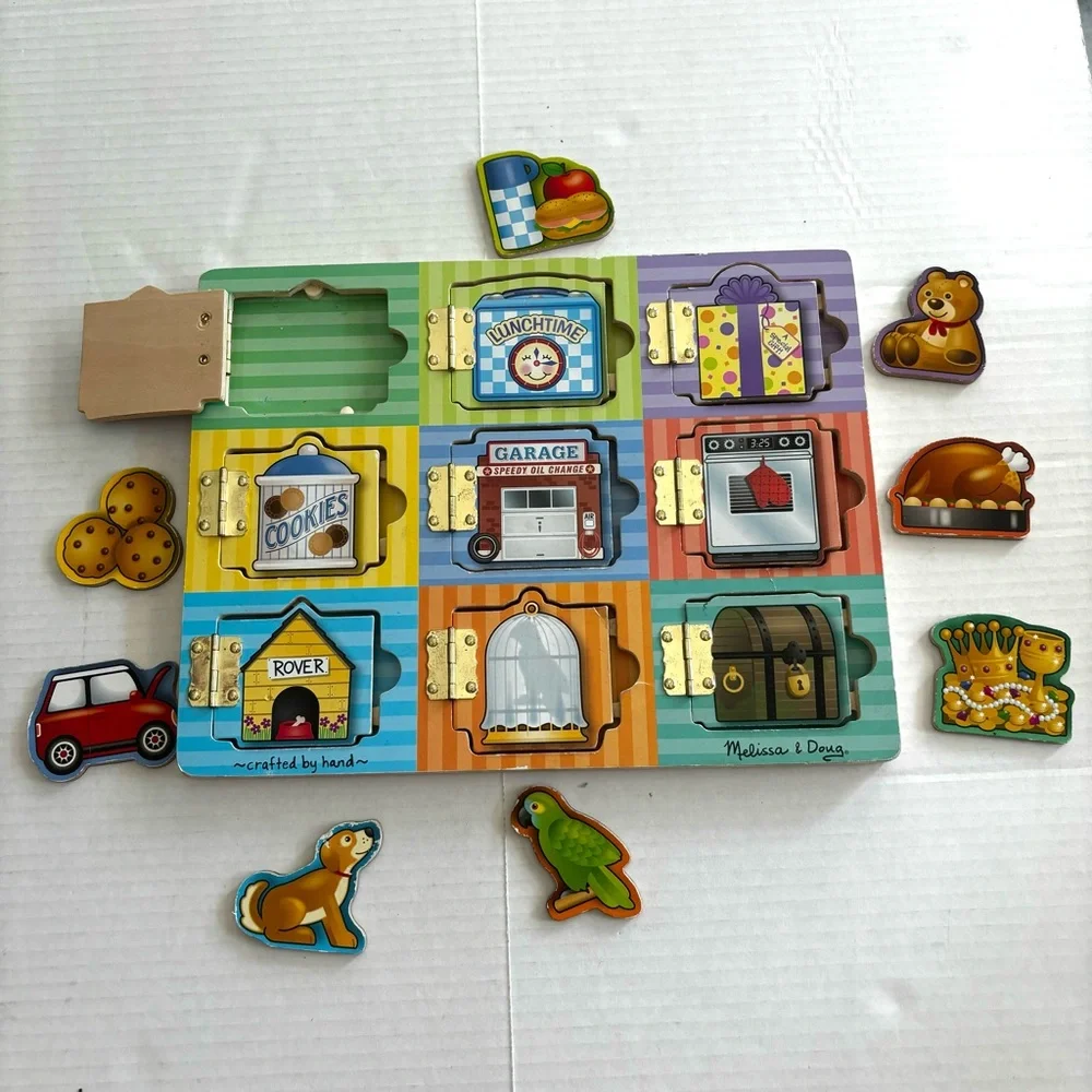 Melissa & Doug Wooden‎ Puzzles Bundle of 3 Hide & Seek Farm Sounds Hinged Doors